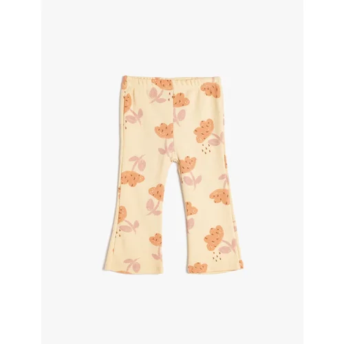 Koton Bell-bottom Leggings Floral Printed Ribbed Cotton