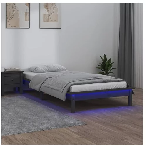  LED posteljni okvir siv 75x190 cm 2FT6 trles