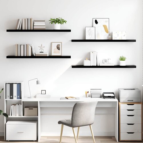  Plutajuće zidne police 4 kom sjajne crne 120x23,5x3,8 cm MDF Slike