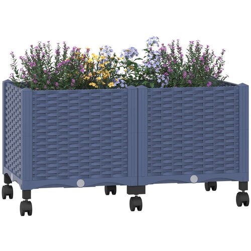 Vrtni saksija s kotačima Plavo Sivo 80 x 40 x 48 cm PP Slike