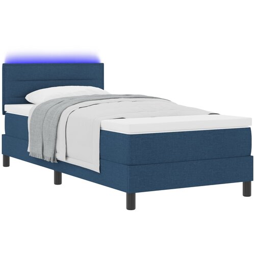 vidaXL Box Spring Krevet s Madracem &amp  LED Plava 90x200 cm Tkanina Cijene