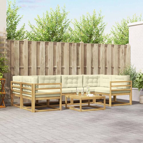  Set vanjskih sofa s jastukom 5 pcs Bijela i krem Cene