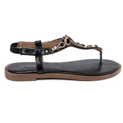 Shelvt Flat black sandals with cubic zirconia Cijene