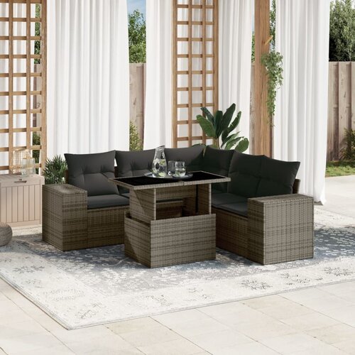 vidaXL 6-dijelni set vrtnih sofa od poliratana s jastucima sivi Cijene