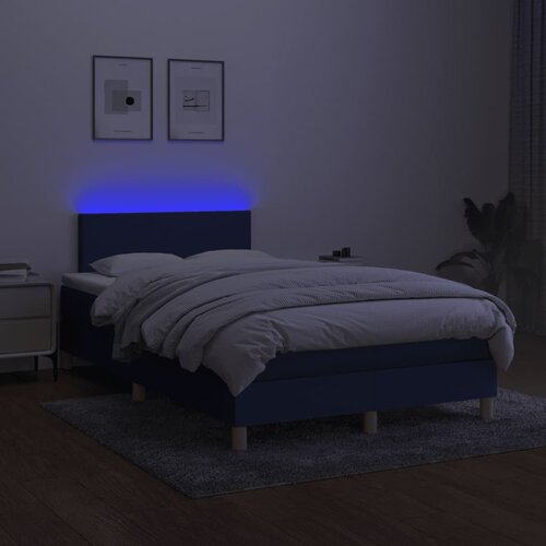  s oprugama i madracem LED plavi 120 x 190 cm od tkanine Slike