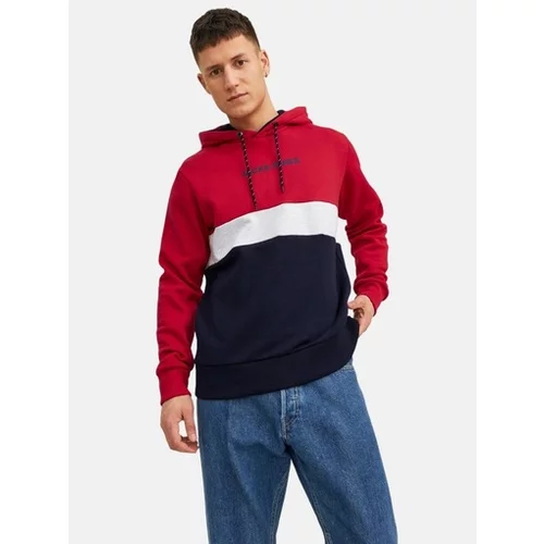 Jack & Jones Sweater majica mornarsko plava / svijetlosiva / crvena