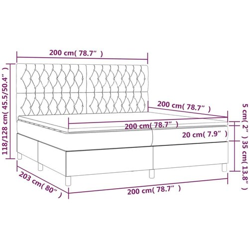  Box spring s madracem LED crni 200x200 cm od tkanine Slike