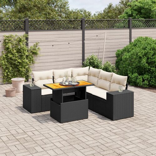 vidaXL 6-dijelni set vrtnih sofa s jastucima crni od poliratana Cijene