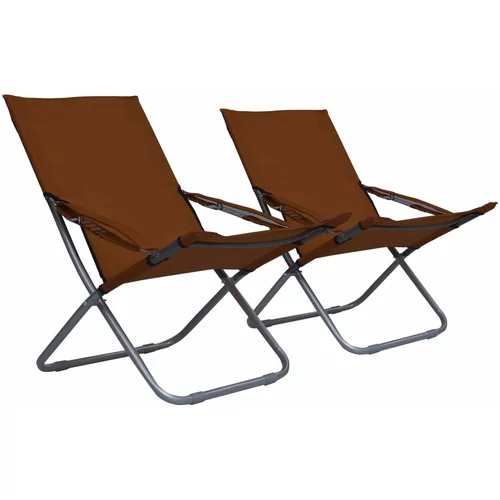 vidaXL Sklopive stolice za plažu od tkanine 2 kom smeđe