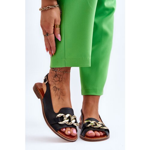 Kesi Women's Leather Sandals Lewski Shoes 3230 Black Peas Cene