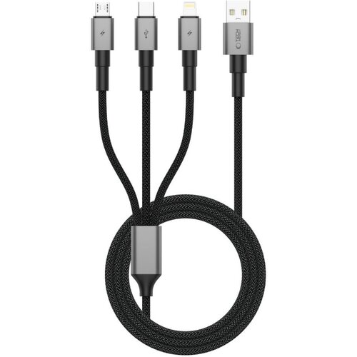 TECH-PROTECT Polnilni kabel Tech - Protect UltraBoost DNA 3v1 USB - C / micro USB / Lightning 15W - Siva / 1.2m Cene