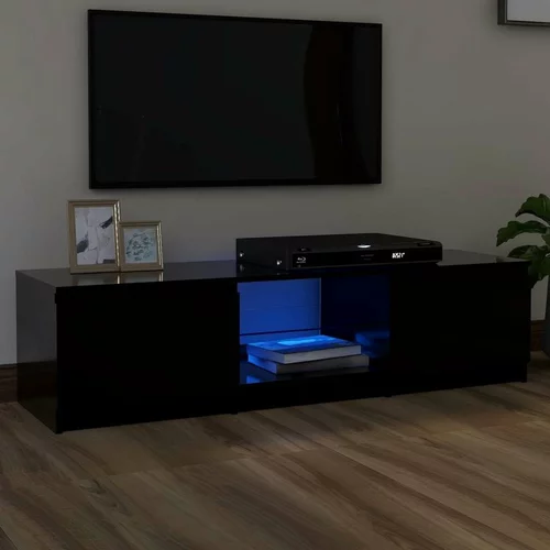 TV ormarić s LED svjetlima crni 140 x 40 x 35 5 cm