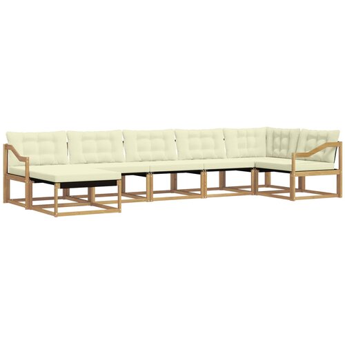 vidaXL Zunanja garnitura za sedenje z blazino 7 pcs Bela in krem, (5000280359) Cene