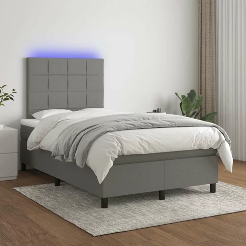  Box spring postelja z vzmetnico LED temno siva 120x200 cm blago, (20789460)