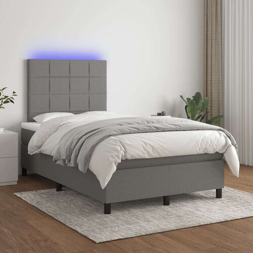 Box spring s madracem LED tamnosivi 120 x 200 cm tkanina Slike