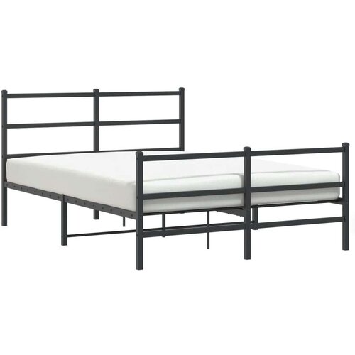 VidaXL Metalni okvir kreveta s uzglavljem i podnožjem crni 135x190 cm Slike
