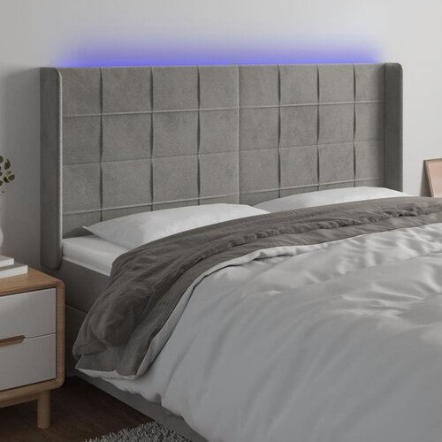  LED uzglavlje svjetlosivo 203 x 16 x 118/128 cm bar&amp;scaron;unasto Slike
