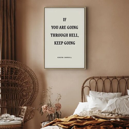  Slika - Power of Words (1-part) - Winston Churchill\&amp;#039;s Motivational Quote 80x120 U prirodnom drvenom okviru Slike