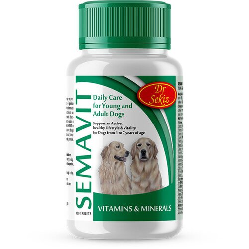Dr.Seikz Dr.Sekiz Semavit Vitaminski suplement za mlade i odrasle pse, 100 tableta Slike