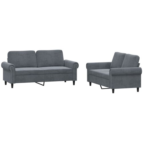  2-dijelni set sofa s jastucima tamnosivi bar&amp;scaron;unasti Slike