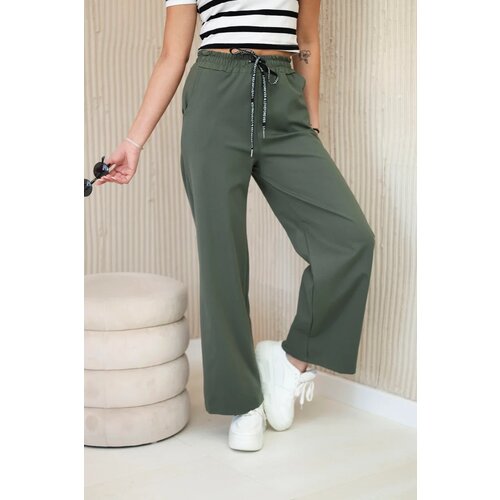 Kesi Włoski Punto pants with wide legs khaki Slike