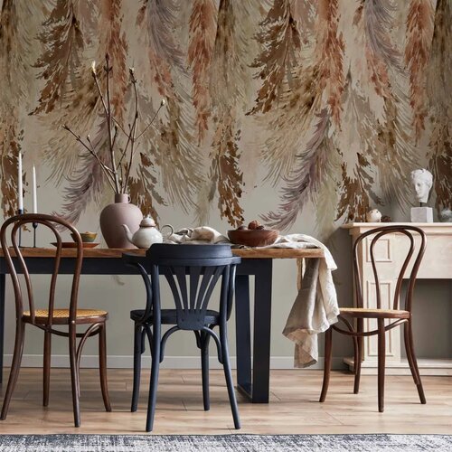 Foto tapeta - Minimalist boho landscape - dangling leaves in beige colours 300x210 Cijene