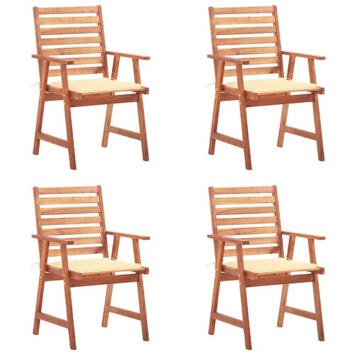  Zunanji jedilni stoli 4 kosi z blazinami trden akacijev les Slike