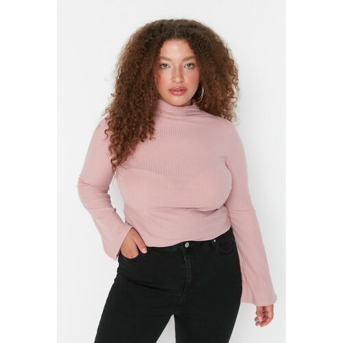 Trendyol Curve Dried Rose Collar Detailed Knitted Blouse Slike