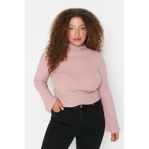 Trendyol Curve Dried Rose Collar Detailed Knitted Blouse