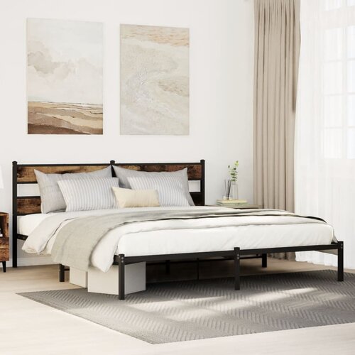 VidaXL Metalni okvir kreveta bez madraca boja hrasta 180x200 cm Slike