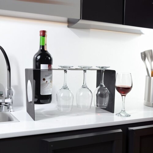 Hanah home dekorativni metalni stalak za vino Vın Hld-3017, crni Slike