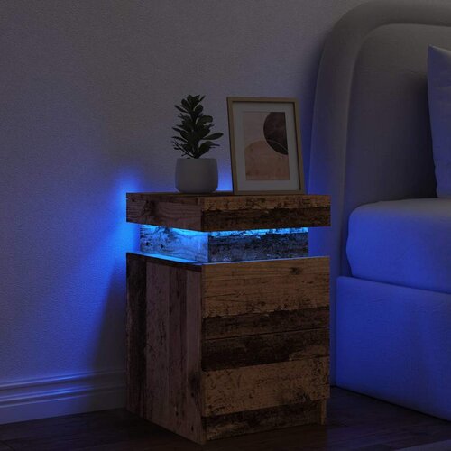  Noćni ormarić s LED boja drva 35x39x55 cm konstruirano drvo Cene