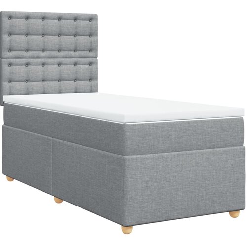 vidaXL Box spring postelja z vzmetnico svetlo siva 80x200 cm blago, (21261085) Cene