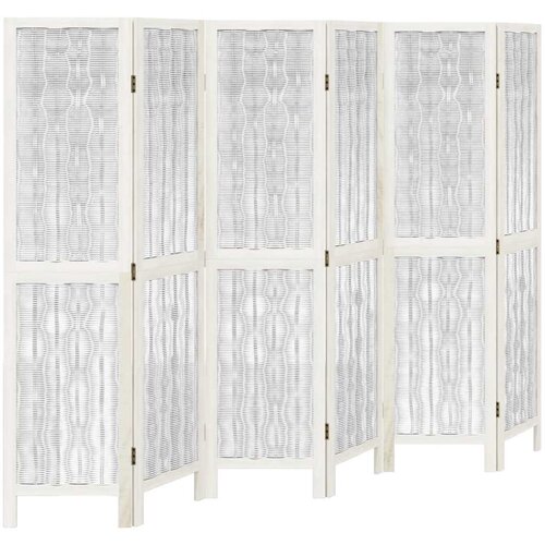  Sobna pregrada s 6 panela bijela od masivnog drva paulovnije 40 x 160 cm Slike