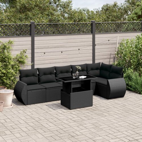 vidaXL 7-dijelni set vrtnih sofa od poliratana s jastucima crni Cijene