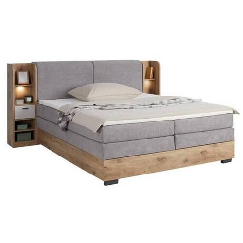 Premium Living Postelja Boxspring Ravenna, Svetlo Siva, Hrast, 180x200 Slike