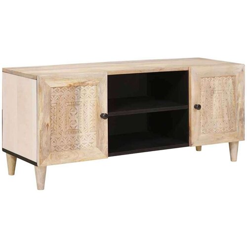 vidaXL TV ormar s policom Bijelo 105 x 33 x 46 cm masivno drvo manga Cijene