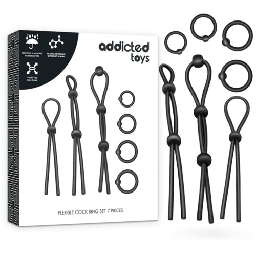 Addicted Toys FLEXIBLE SILICONE COCK RING SET 7 PIECES Cene