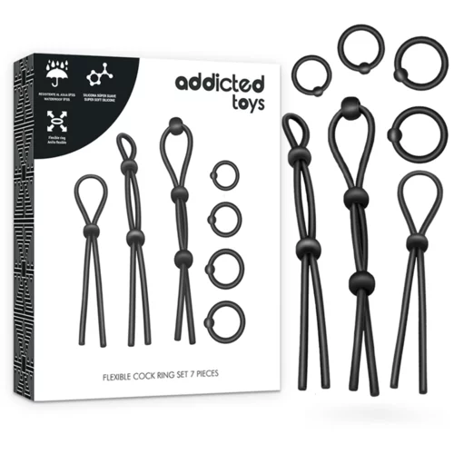 Addicted Toys FLEXIBLE SILICONE COCK RING SET 7 PIECES
