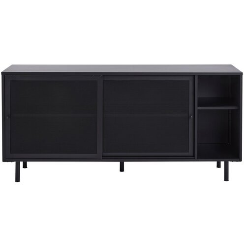 Unique Furniture Črna kovinska komoda z drsnimi vrati 160x75x46 cm Veep &amp;ndash; Slike