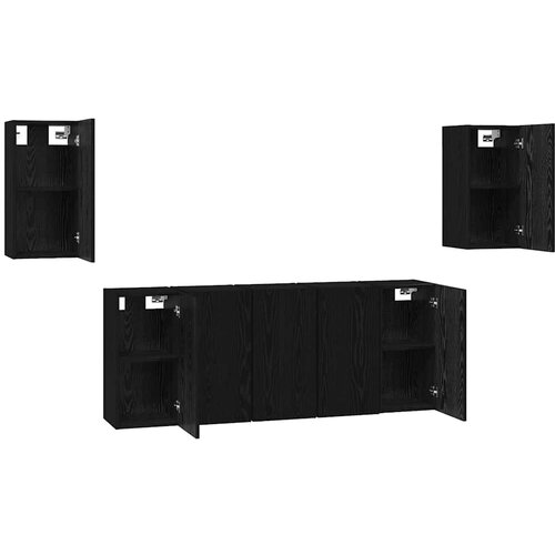  Set TV komoda Zidne 7 pcs Crni hrast 30,5 x 30 x 60 cm Slike