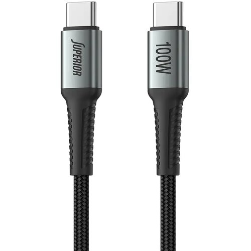 Superior USB data kabal SU-K103, Pleteni , Fast, 100W, 5A, Type C na Type C , 1m, Sivi Cene
