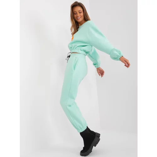 Fashion Hunters Mint and fluoroorange tracksuit with letter A