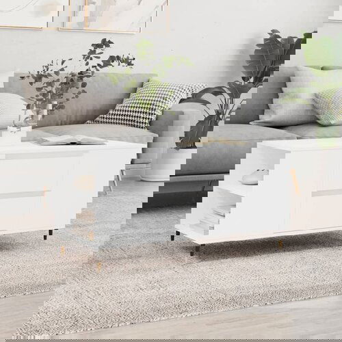 VidaXL Klubska mizica bela 102x44,5x50 cm inženirski les Slike