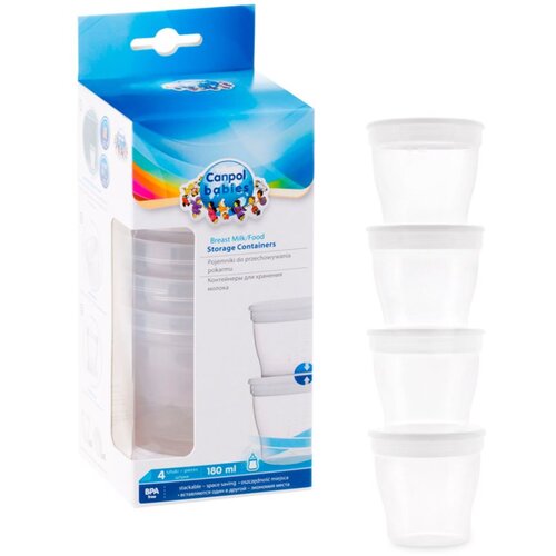 Canpol Storage Containers posode za shranjevanje hrane s pokrovčkom 4x180 ml Cene