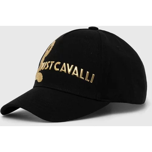 Just Cavalli Bombažna bejzbolska kapa črna barva