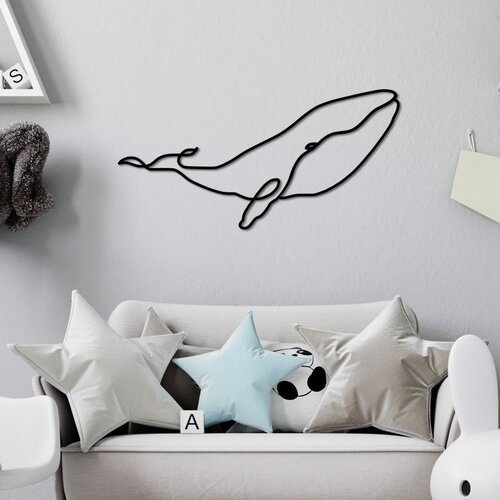 Wallity Zidna dekoracija Whale-L, 70x34 cm, 1.5 mm, Crna Cene
