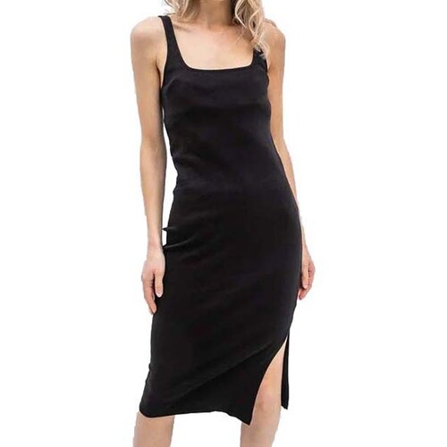 Calvin Klein ženska haljina leather patch rib long dress Slike