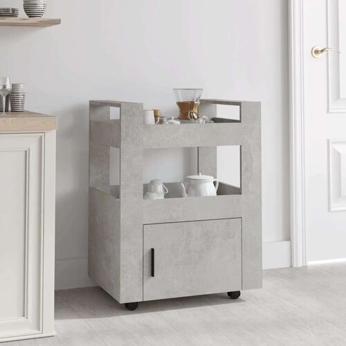  Kolica siva boja betona 60x45x80 cm konstruirano drvo Slike