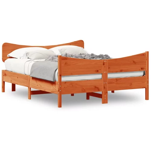  Okvir kreveta s uzglavljem voštano smeđi 150x200 cm od borovine
